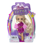 Barbie Extra Minis Doll #8 (5.5 in) Wearing Shimmery Dress & Furry Shrug, with Doll Stand & Accessories