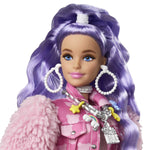 Barbie Extra Doll #6 in Pink Teddy Bear Print Denim Jacket & Matching Shorts