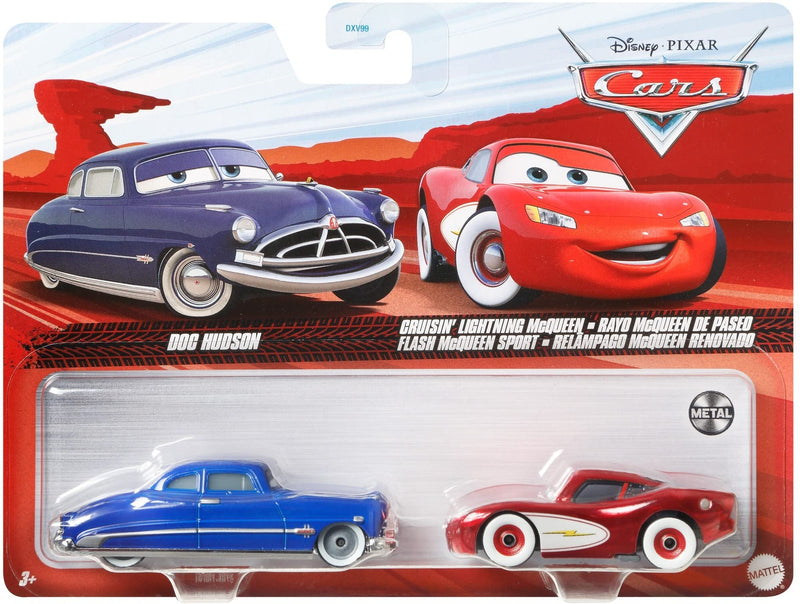 Disney and Pixar Cars 3, Doc Hudson & Cruisin' Lightning McQueen 2-Pack, 1:55 Scale Die-Cast Fan Favorite Character Vehicles for Racing and Storytelling Fun