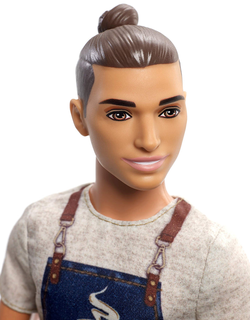 Ken Barista Doll Wearing Café Apron