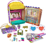 Polly Pocket Un-Box-It Playset, Popcorn Shaped Box Opens to a Movie Theater Adventure, 20 Accessories Including 2 Micro Dolls & 3 Tiny Takeaways