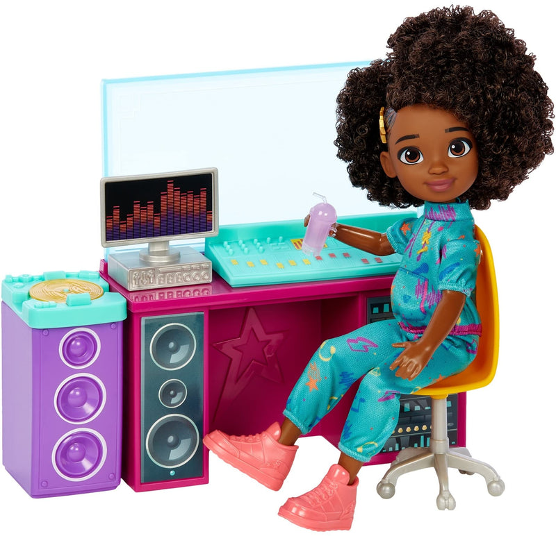 Karma’s World Making Rhymes Recording Studio 13-Piece Playset with Karma Doll (8.7-in), Mixing Booth, Guitar, Collectible Record, & More