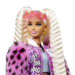 Barbie Extra Doll #8 in Pink Sparkly Varsity Jacket with Furry Arms & Pet Teddy Bear, Extra-Long Crimped Pigtails, Layered Outfit & Accessories