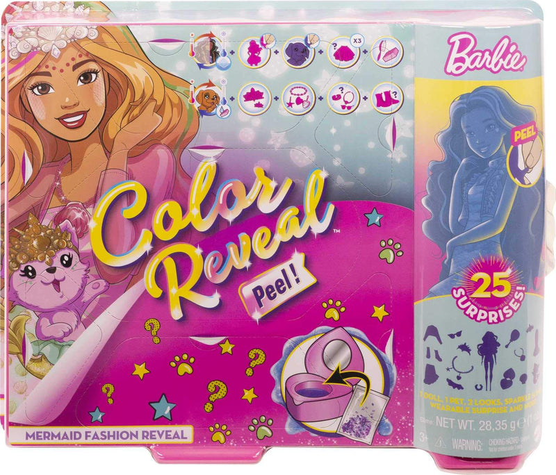 Barbie Color Reveal Peel Mermaid Fashion Reveal Doll Set with 25 Surprises