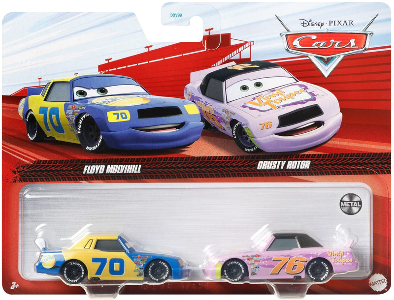 Disney and Pixar Cars 3, Floyd Mulvihill & Crusty Rotor 2-Pack, 1:55 Scale Die-Cast Fan Favorite Character Vehicles for Racing and Storytelling Fun