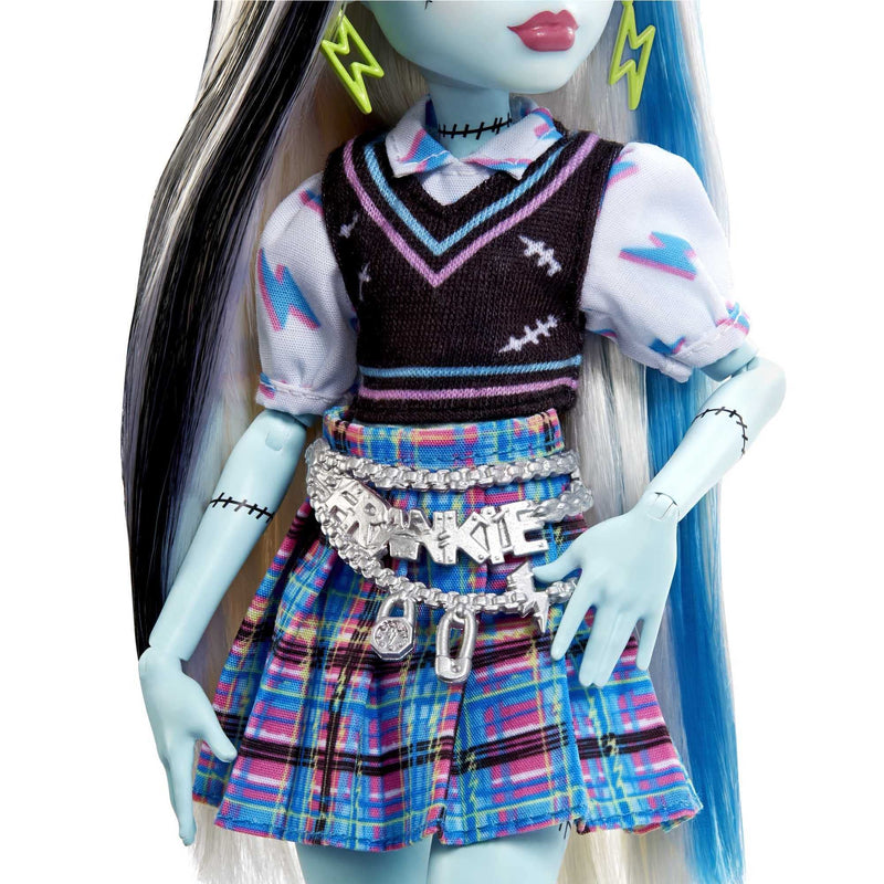 Monster High Doll, Frankie Stein with Accessories and Pet, Posable Fashion Doll with Blue and Black Streaked Hair