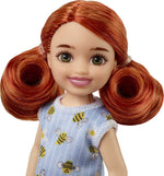 Barbie Chelsea Doll (Red Hair) Wearing Bumblebee & Flower-Print Dress and Blue Sandals