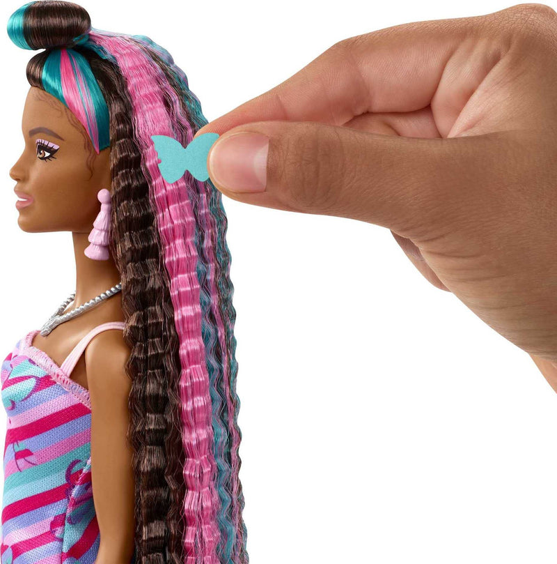 Barbie Totally Hair Butterfly-Themed Doll, 8.5 inch Fantasy Hair, Dress, 15 Hair & Fashion Play Accessories (8 with Color Change Feature) for Kids 3 Years Old & Up