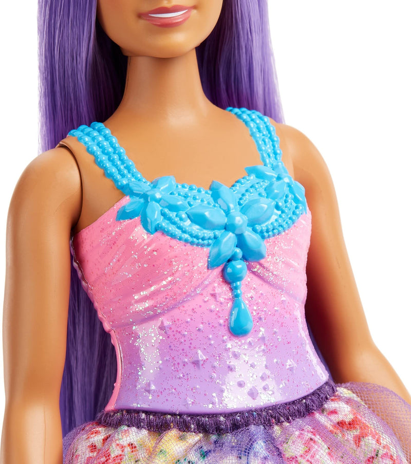 Barbie Dreamtopia Princess Doll (Curvy, Purple Hair), with Sparkly Bodice, Princess Skirt and Tiara,