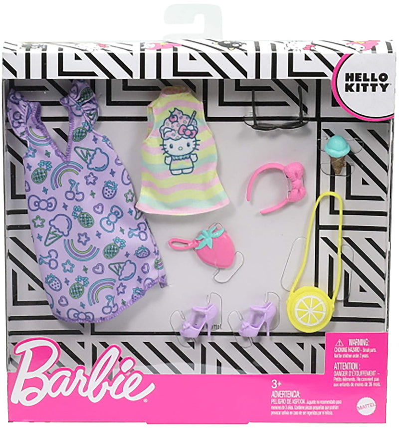 Barbie Storytelling Fashion Pack of Doll Clothes Inspired by Hello Kitty & Friends: Dress, Top & 6 Sweet-Themed Accessories Dolls