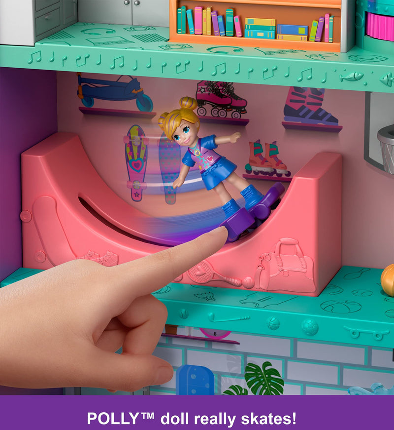 Polly Pocket Mega Mall with 6 Floors, Elevator, Vehicle, Parking Garage, Micro Polly & Lila Dolls, Dog & Storytelling Play Pieces; for Ages 4 and Up