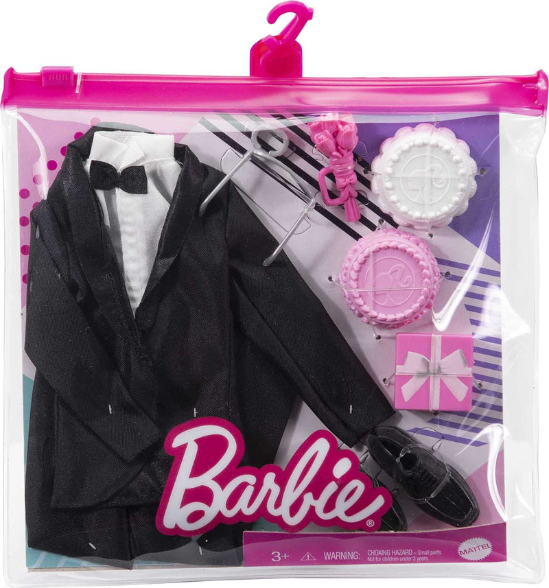 Barbie Fashion Pack: Bridal Outfit for Ken Doll with Tuxedo, Shoes, Watch, Gift, Wedding Cake with Tray & Bouquet,