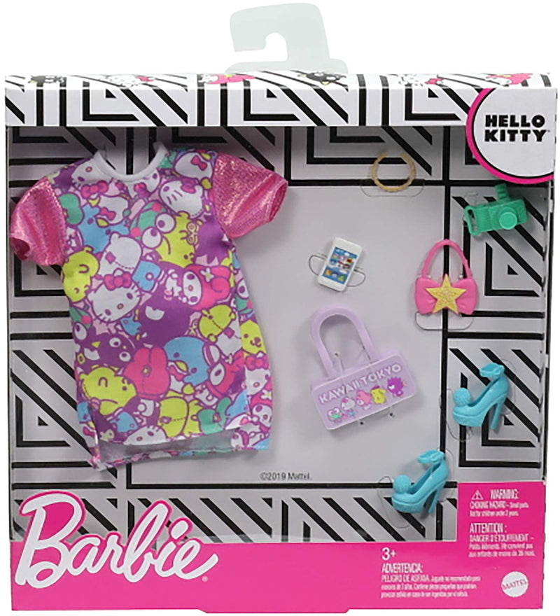 Barbie Storytelling Fashion Pack of Doll Clothes Inspired by Hello Kitty & Friends: Dress with Character Print & 6 Accessories Dolls