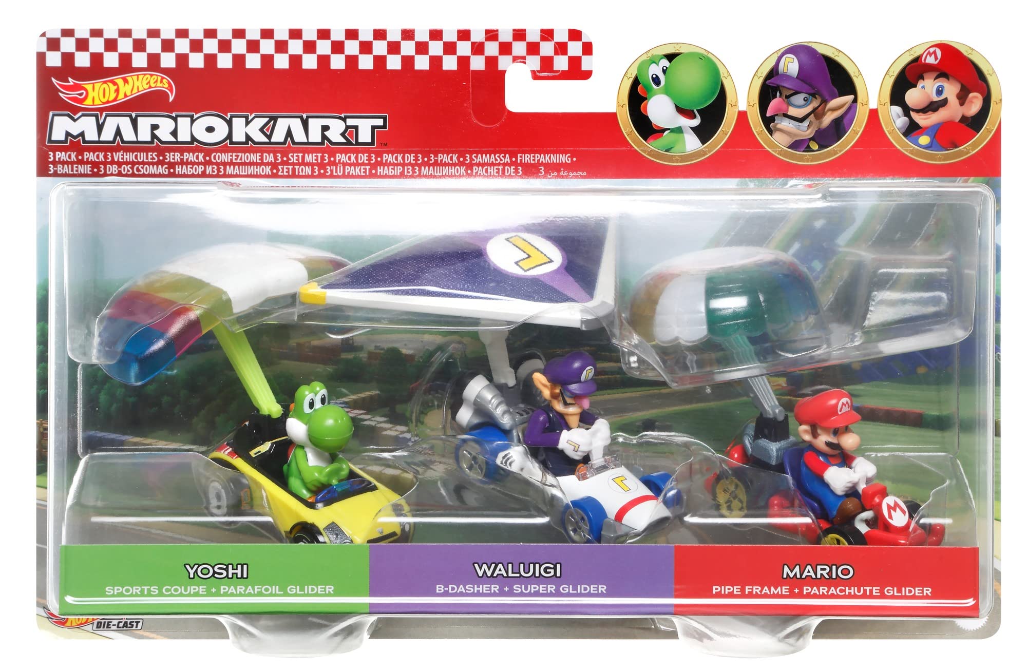 Hot Wheels Mario Kart Characters and Die-Cast Kart Vehicles, Set