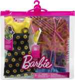 Barbie Fashions 2-Pack, 2 Outfits & 2 Accessories: Shirt, Shorts & Kimono, Sleeveless Sunflower Dress, Purse & Sunglasses