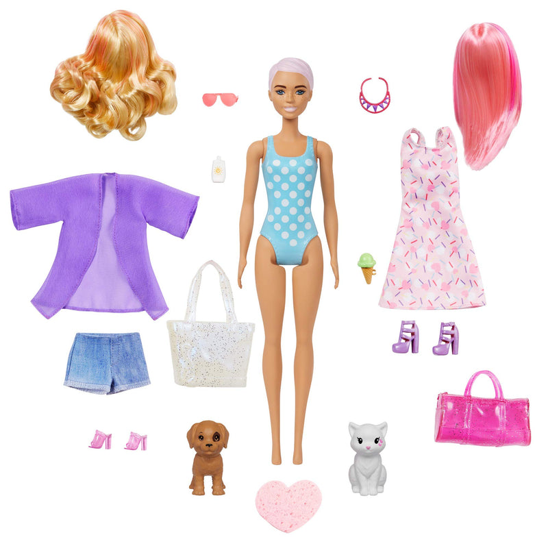 Barbie Color Reveal Doll Set with 25 Surprises Including 2 Pets & Day-to-Night Transformation