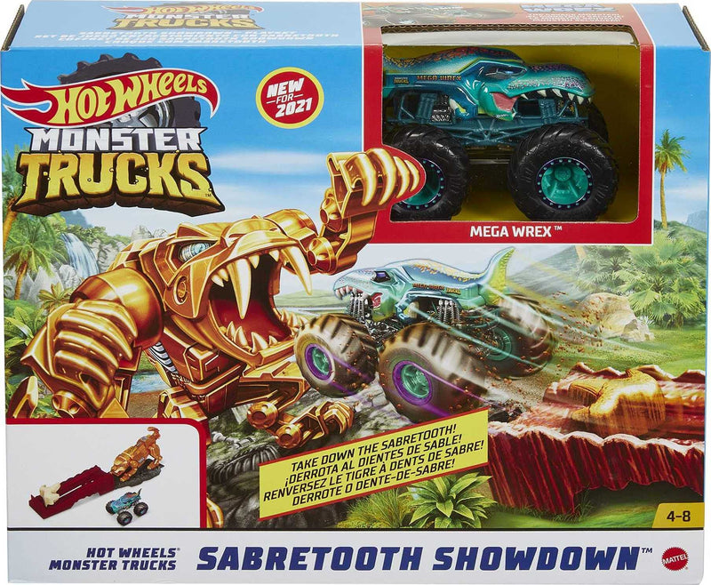 Hot Wheels Monster Trucks Sabretooth Showdown Hero Playset