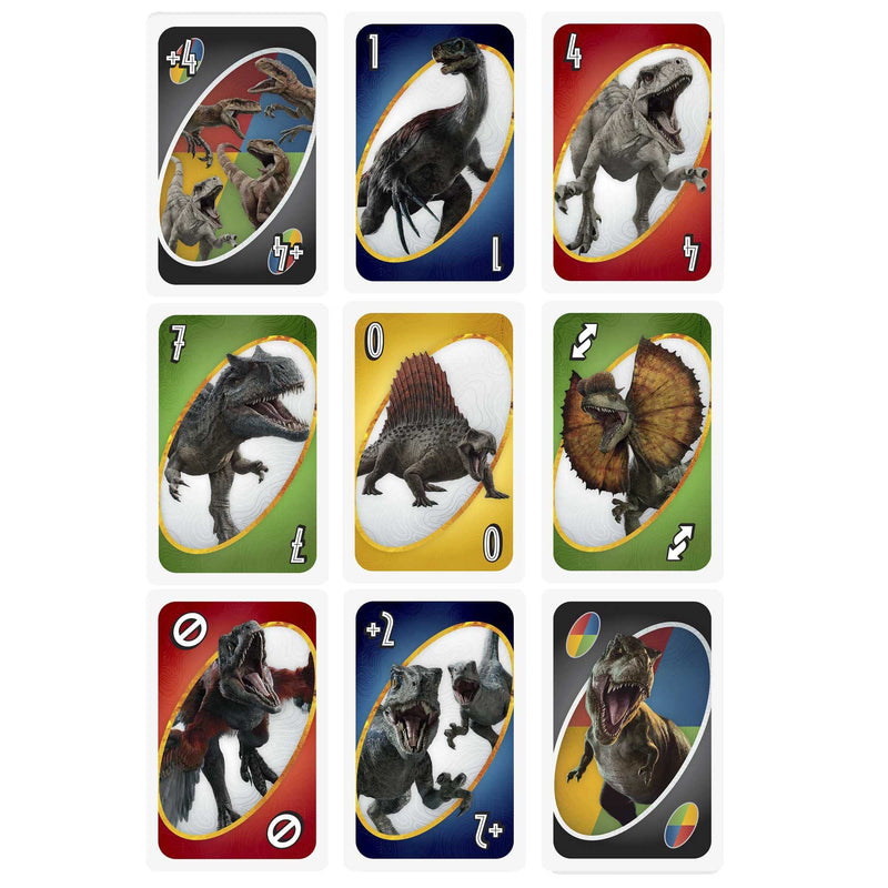 UNO Jurassic World Dominion Card Game with Themed Deck & Special Rule