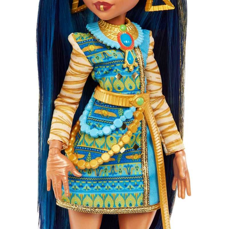 Monster High Doll, Cleo De Nile with Accessories and Pet Dog, Posable Fashion Doll with Blue Streaked Hair