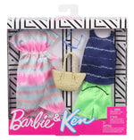 Barbie Fashion Pack with 1 Outfit of Tie-Dye Dress & 1 Accessory Doll & Striped Tie-Dye Tank, Shorts & Accessory for Ken Doll