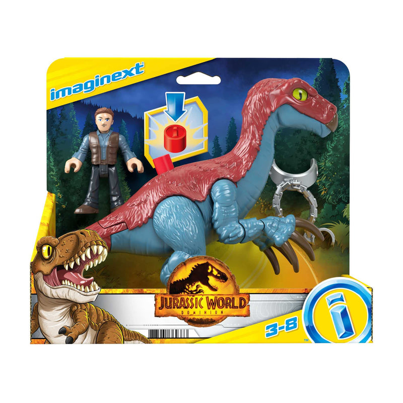 Fisher-Price Imaginext Jurassic World Dominion Therizinosaurus Dinosaur & Owen Grady 3-Piece Poseable Figure Set