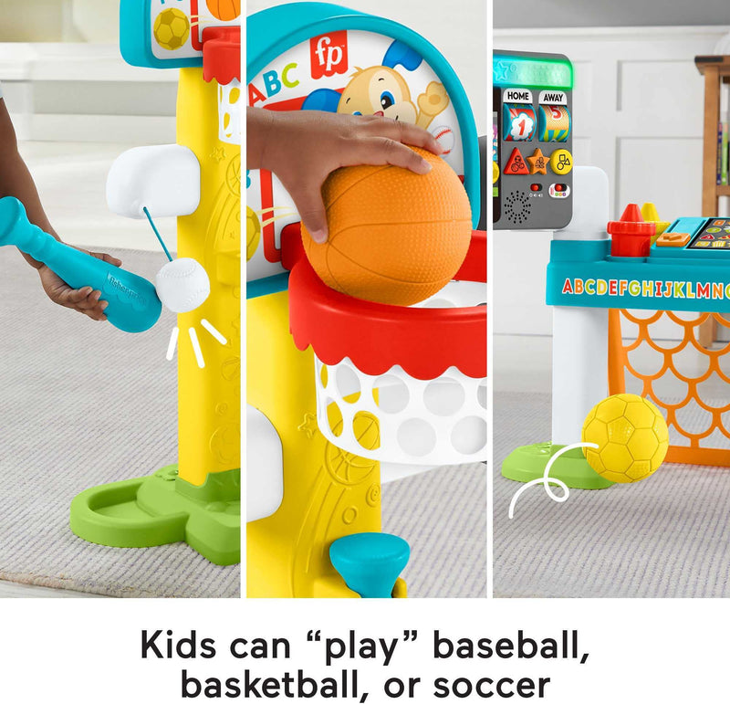 Fisher-Price Laugh & Learn Sports Baby Activity Center, Basketball Soccer and Baseball Toys