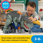 Imaginext Jurassic World Dominion Giga Dinosaur Toy with Owen Grady Figure with Mega Stomp & Rumble Action Lights and Sounds