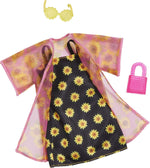 Barbie Fashions 2-Pack, 2 Outfits & 2 Accessories: Shirt, Shorts & Kimono, Sleeveless Sunflower Dress, Purse & Sunglasses