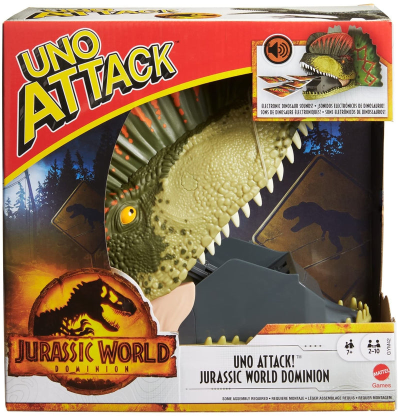 UNO Attack Jurassic World Dominion Card Game with Dinosaur Card Launcher