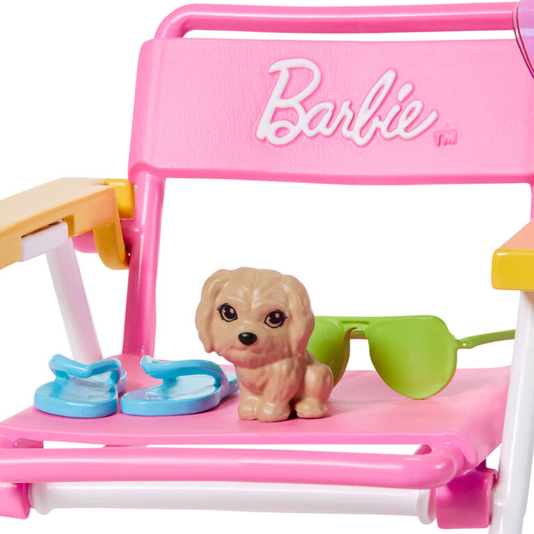 Barbie Accessory Pack, Beach Theme, with 6 Pieces Including Pet