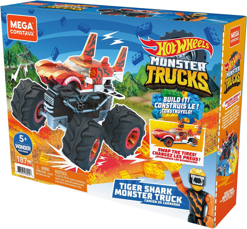 Hot Wheels Mega Construx Tiger Shark Monster Truck Construction Set