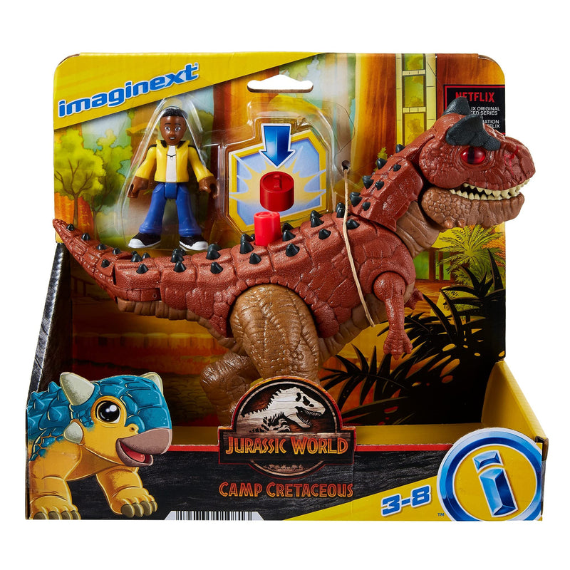 Fisher-Price Imaginext Jurassic World Camp Cretaceous Carnotaurus Dinosaur & Darius Figure Set