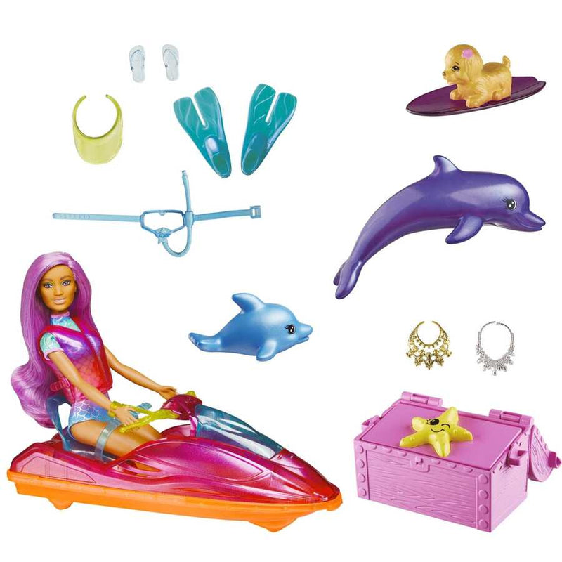 Barbie Dreamtopia Jet Ski Set With Brunette Doll