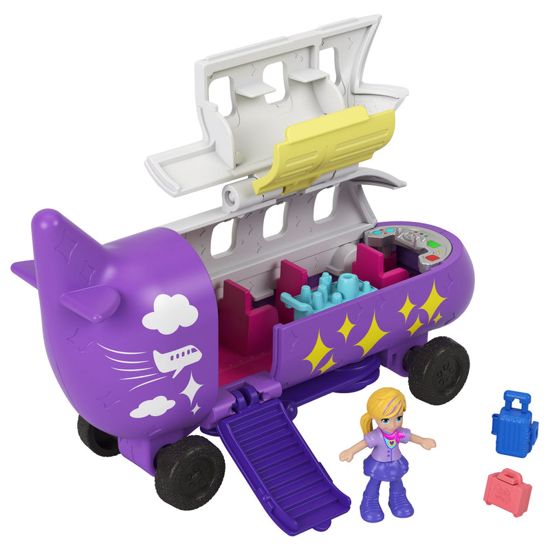 Polly Pocket Pollyville Airplane With Micro Doll and Accessories