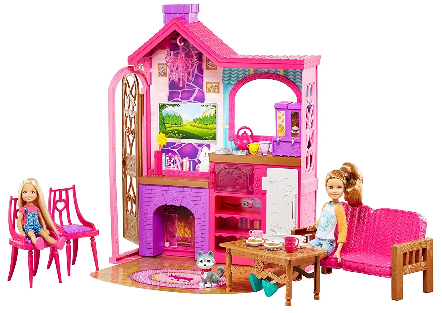 Barbie Camping Fun Playset with Barbie Cabin Furniture Puppy