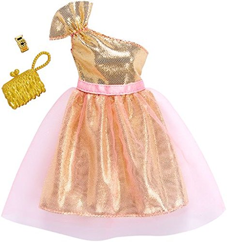 Barbie Fashions Complete Look Gold Gown with Pink Tulle Set Square Imports Barbie Fashions Complete Look Gold Gown with Pink Tulle Set Square Imports