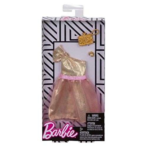 Barbie Fashions Complete Look Gold Gown with Pink Tulle Set Square Imports Barbie Fashions Complete Look Gold Gown with Pink Tulle Set Square Imports