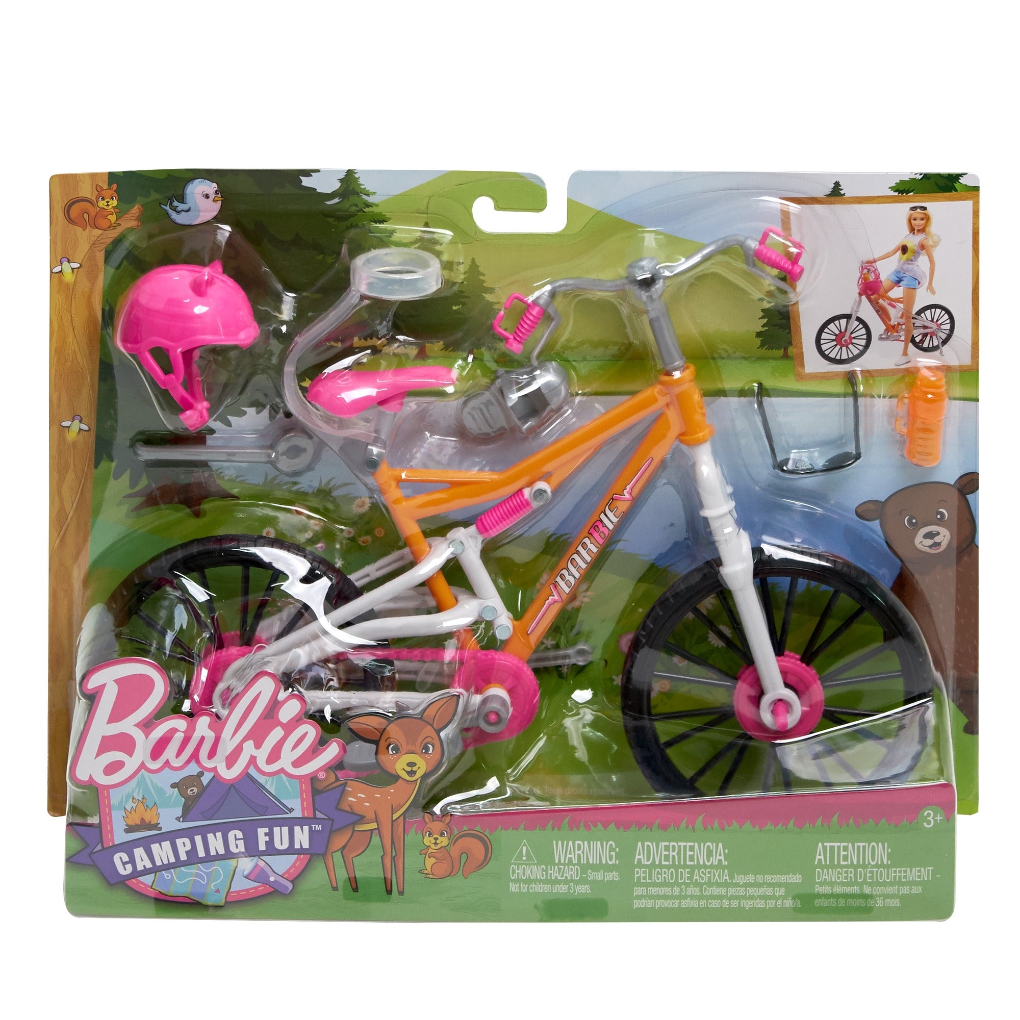 Barbie Mountain Bike with Doll Helmet, Sunglasses & Water Bottle – Square Imports