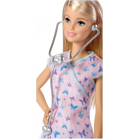 Barbie Nurse Doll with Blonde Hair, Purple Scrubs & Stethoscope