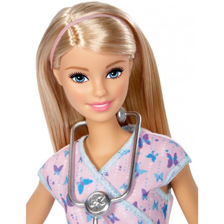 Barbie Nurse Doll with Blonde Hair, Purple Scrubs & Stethoscope