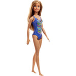 Barbie Beach Doll with Blue Patterned One Piece Swimsuit Blonde