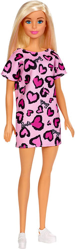 Barbie Doll Blonde Wearing Pink Heart Print Dress