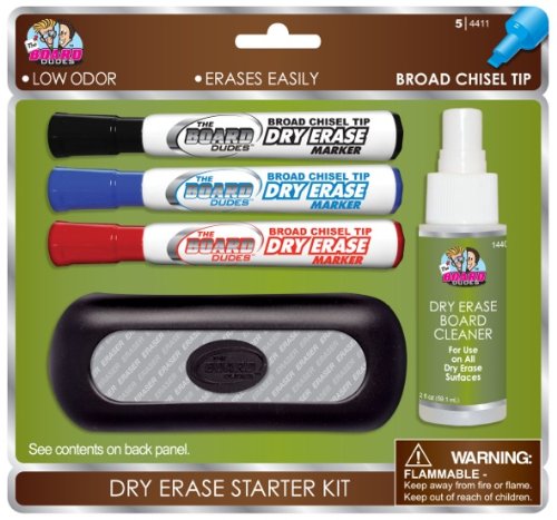 Board Dudes Dry Erase Value Pack with 3 Markers Cleaner Eraser (DDP03)