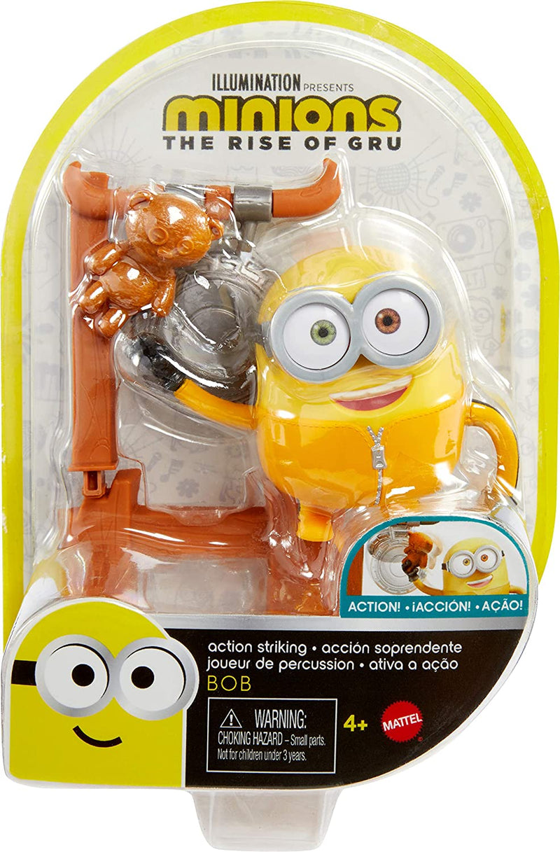 Minions The Rise of Gru Bob Button Activated Action Figure with Gong and Teddy Bear Accessories