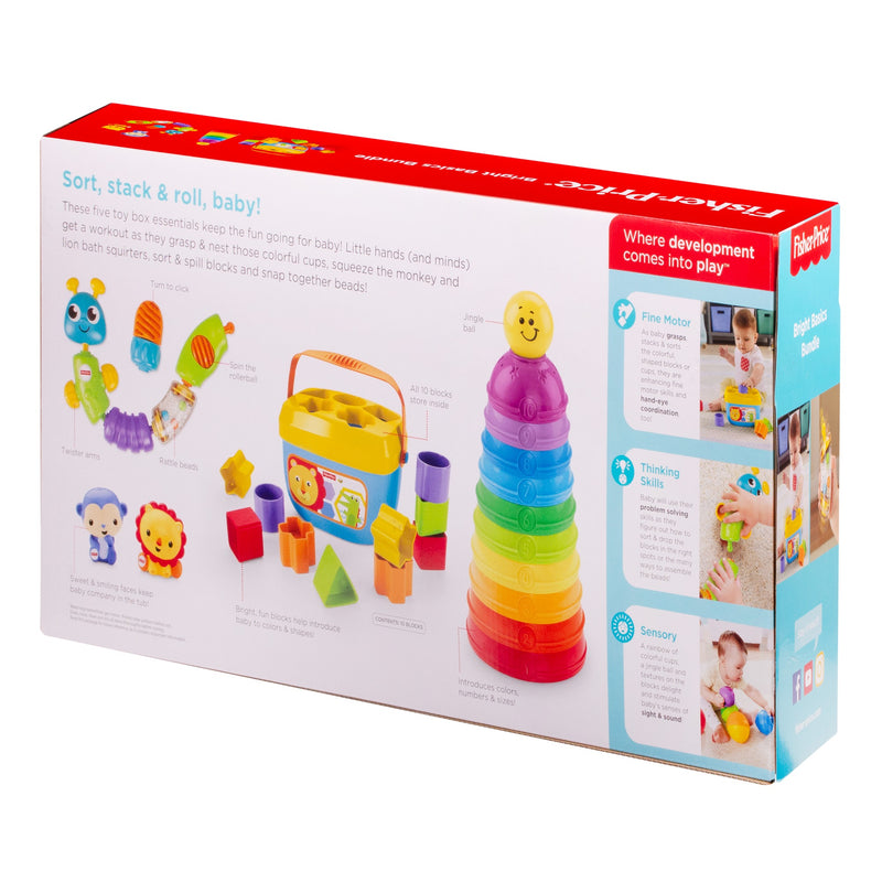 buy fisher accessory bundle Fisher-Price Bright Basics Bundle, 5 Classic Toys Set – Square Imports