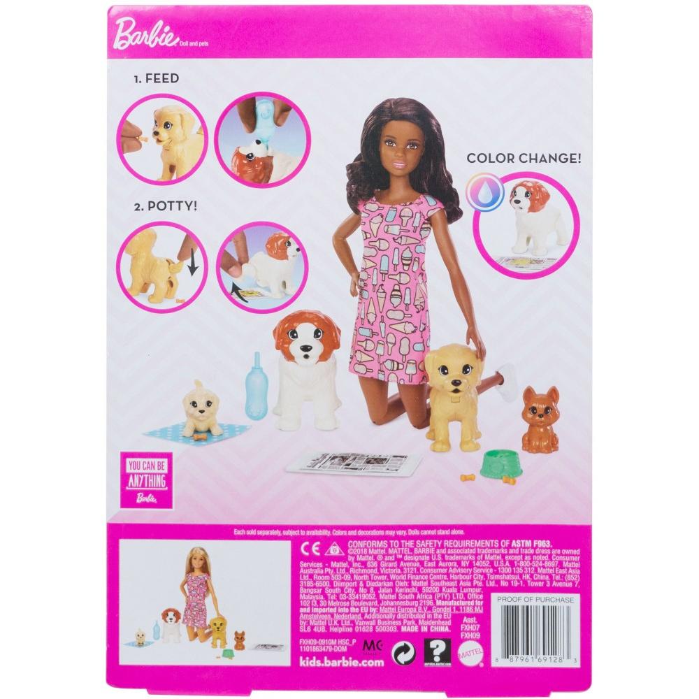 Barbie Doggy Daycare Doll Brunette Hair with 2 Dogs and 2 Puppies Square Imports