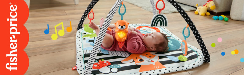 Fisher-Price 3 in 1 Music, Glow & Grow Gym, Infant Activity Play Mat for Tummy Time, Take Along