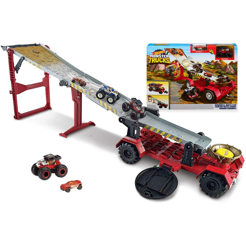 Hot wheels monster trucks downhill race sales & go playset