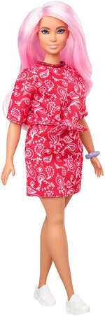Barbie Fashionistas Doll with Long Pink Hair and Red Paisley Outfit