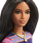 Barbie Fashionistas Doll #147 with Long Brunette Hair Wearing Striped Dress